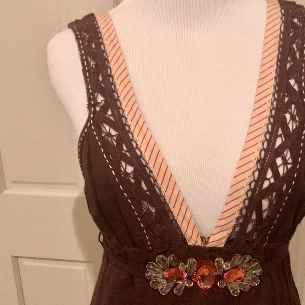 NWOT Free People Halter Mini Dress | Embellished Linen Blend